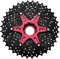 Žvaigždžių kasetė SunRace CSMX0 FRWE113, aliuminis/plienas, juoda/raudona