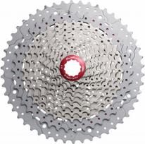 Žvaigždžių kasetė SunRace CSMX80 FRWE124, aliuminis/plienas, sidabro/raudona