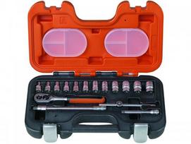 Galvučių ir terkšlės rinkinys Bahco (S160), 1/4", 16 vnt