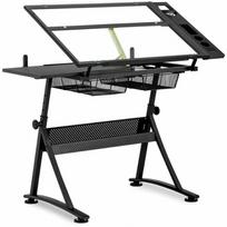 Frommstarck 10260095 Rašomasis stalas, stiklinis piešimo stalas su stalčiais 120x60 Juodas (Black)