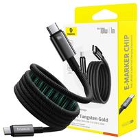 Baseus Tungsten Gold magnetinis USB-C į USB-C greitojo įkrovimo kabelis 100W 1m Juodas (Black)