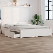 vidaXL Lovos rėmas su stalčiais, balta (White), 120x200 cm