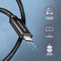 usb cable 5a usb c to usb c - Axagon Data and charging USB 480Mbps cable length 1 m. PD 240W, 5A. Black braided. | BUCM2-CM10AB - 2 nuotrauka