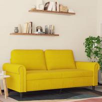 Dvivietė sofa HOMCOM, geltona (Yellow), 140 cm, aksomas