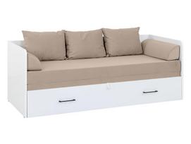 Tetrix Viengulė lova su ištraukiama papildoma lova, balta/rusva (White/Brown)