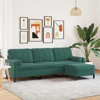 vidaXL Trivietė sofa su pakoja, tamsiai žalios spalvos (Dark Green)