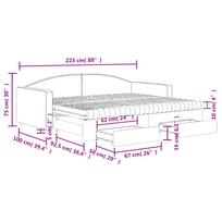 istraukiama sofa lova - vidaXL Ištraukiama lova su stalčiais, kreminė (Cream), 90x200 cm, audinys - 2 nuotrauka