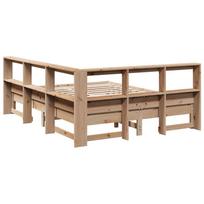 lova 150x200 - vidaXL Lova su knygų spinta be čiužinio, 150x200 cm, natūrali (Natural) - 6 nuotrauka