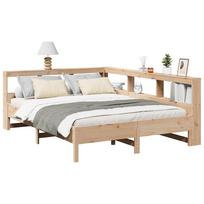 lova 150x200 - vidaXL Lova su knygų spinta be čiužinio, 150x200 cm, natūrali (Natural) - 11 nuotrauka