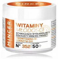 MINCER PHARMA Vitamins Of Youth 50+ No.352 pusiau riebus stimuliuojantis regeneraciją ir glotninantis veido kremas brandžiai odai - 50 ml.
