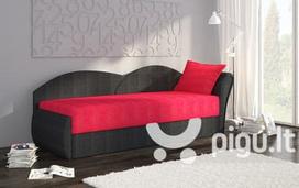 Sofa - lova NORE Aga, raudona/juoda