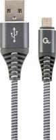 Gembird USB To Micro USB Premium Cotton Braided Cable Grey / White 1m