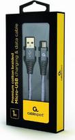 micro usb cable - Gembird USB To Micro USB Premium Cotton Braided Cable Grey / White 1m - 2 nuotrauka