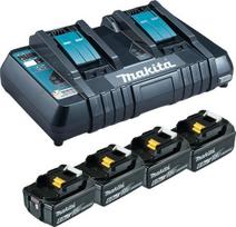 makita akumuliatorius 6 ah - Makita Power Source Kit 18 V, 6 Ah, juodas (Black), 4x BL1860B, 1x DC18RD - 1 nuotrauka