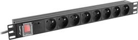 juodas ilgintuvas - LANBERG PDU-08E-0200-BK Maitinimo paskirstymo įrenginys 19" 1U 16A 8x Prancūziškas lizdas 2m Juodas (Black) - 1 nuotrauka