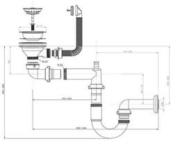 „StrongSinks“ plastikinis kriauklės sifonas, 40 mm, 220–460 mm, baltas, EOL