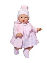 Asi dolls - Koke doll in pilkas and rose coat, 36 cm