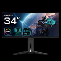 oled monitorius - Gigabyte MO34WQC EK1 34" OLED, WQHD, 175Hz, 0.03ms, Juodas (Black) - 1 nuotrauka