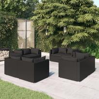 lauko baldai 7 vietos - Lauko baldų komplektas VLX Garden Lounge Set 3094412, juodas/kreminės spalvos, 7 vietų - 1 nuotrauka