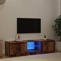 seni televizoriau - vidaXL TV staliukas su LED apšvietimu, sena mediena (Old Wood) - 5 nuotrauka