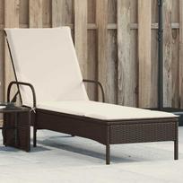 gultas su ratukais - Gultas VLX Sun Lounger With Wheels And Cushion 44453, rudas, 60 cm x 199 cm x 37 cm - 1 nuotrauka
