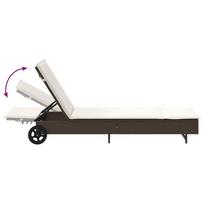 gultas su ratukais - Gultas VLX Sun Lounger With Wheels And Cushion 44453, rudas, 60 cm x 199 cm x 37 cm - 6 nuotrauka