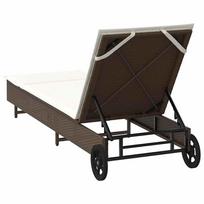 gultas su ratukais - Gultas VLX Sun Lounger With Wheels And Cushion 44453, rudas, 60 cm x 199 cm x 37 cm - 7 nuotrauka