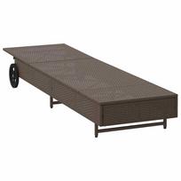gultas su ratukais - Gultas VLX Sun Lounger With Wheels And Cushion 44453, rudas, 60 cm x 199 cm x 37 cm - 9 nuotrauka