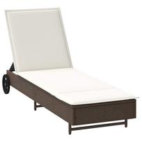 gultas su ratukais - Gultas VLX Sun Lounger With Wheels And Cushion 44453, rudas, 60 cm x 199 cm x 37 cm - 11 nuotrauka