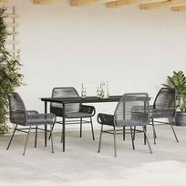 lauko baldai 4 vietu - Lauko baldų komplektas VLX 5 Piece Outdoor Dining Set 46175, juodas, 4 vietų - 9 nuotrauka