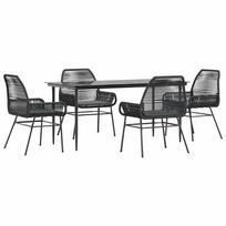 lauko baldai 4 vietu - Lauko baldų komplektas VLX 5 Piece Outdoor Dining Set 46175, juodas, 4 vietų - 10 nuotrauka
