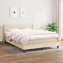 vidaXL Lova su spyruoklėmis ir čiužiniu, kreminė (Cream), 140x200 cm, audinys
