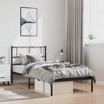 miegamojo lovos rem - vidaXL Metalinis lovos rėmas su galvūgaliu, juodas (Black), 100x200 cm - 8 nuotrauka