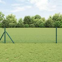 vidaXL grandinės tinklo aptvaras su 22 U stulpais, Žalias (Green), 0.6x25 m, Plienas