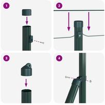 vartu stulpai - vidaXL grandinės tinklo aptvaras su 22 U stulpais, Žalias (Green), 0.6x25 m, Plienas - 4 nuotrauka