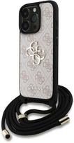 Guess PU 4G Metal Logo Crossbody Strap Dėklas Apple iPhone 16 Pro Max Rožinis (Pink)