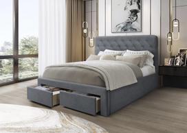 Lova MARISOL 160, 160 x 200 cm, pilka (Grey), su grotelėmis, su stalčiais