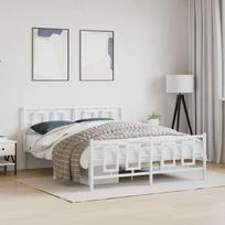 vidaXL Lovos rėmas su galvūgaliu/kojūgaliu, baltas (White), 150x200 cm, metalas