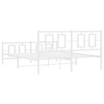 balta miegamojo lova - vidaXL Lovos rėmas su galvūgaliu/kojūgaliu, baltas (White), 150x200 cm, metalas - 5 nuotrauka