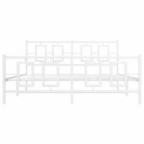 balta miegamojo lova - vidaXL Lovos rėmas su galvūgaliu/kojūgaliu, baltas (White), 150x200 cm, metalas - 7 nuotrauka
