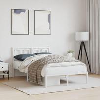 lovos remas, 120x200 cm - vidaXL Metalinis lovos rėmas su galvūgaliu, baltas (White), 120x200 cm - 1 nuotrauka