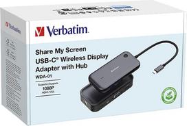 network adapter - Belaidis USB-C adapteris su WDA01 Share My Screen hub 1080p 32146, juoda, ilgis kabelis 15cm, Verbatim - 4 nuotrauka