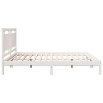balta miegamojo lova - vidaXL Lovos rėmas be čiužinio, baltas (White), 200x220 cm, mediena - 5 nuotrauka