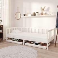 Lova VLX With Drawers 3083675, balta, 98x204 cm, su grotelėmis