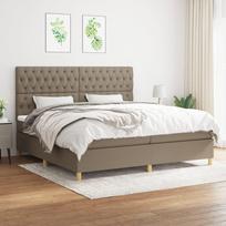 miegamojo lova 200x200 - vidaXL Lova su spyruoklėmis ir čiužiniu, taupe (Taupe), 200x200 cm, audinys - 1 nuotrauka