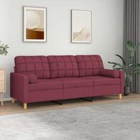vidaXL Trivietė sofa, raudonojo vyno spalvos, 180cm, audinys