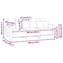180 cm sofa - vidaXL Trivietė sofa, raudonojo vyno spalvos, 180cm, audinys - 3 nuotrauka