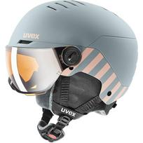 Slidinejimo šalmo ir akinių rinkinys Uvex Rocket JR Visor Rhino Blush, žalias, 54-58 cm