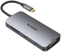 MOKiN MOUC0503 8in1 USB-C adapteris prie 3x USB 3.0 + HDMI + USB-C + VGA + SD kortelių skaitytuvas + Micro SD kortelių skaitytuvas Sidabrinis (Silver)
