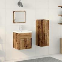 vidaXL Vonios baldų rinkinys 3 pcs Senas medis (Old Wood)